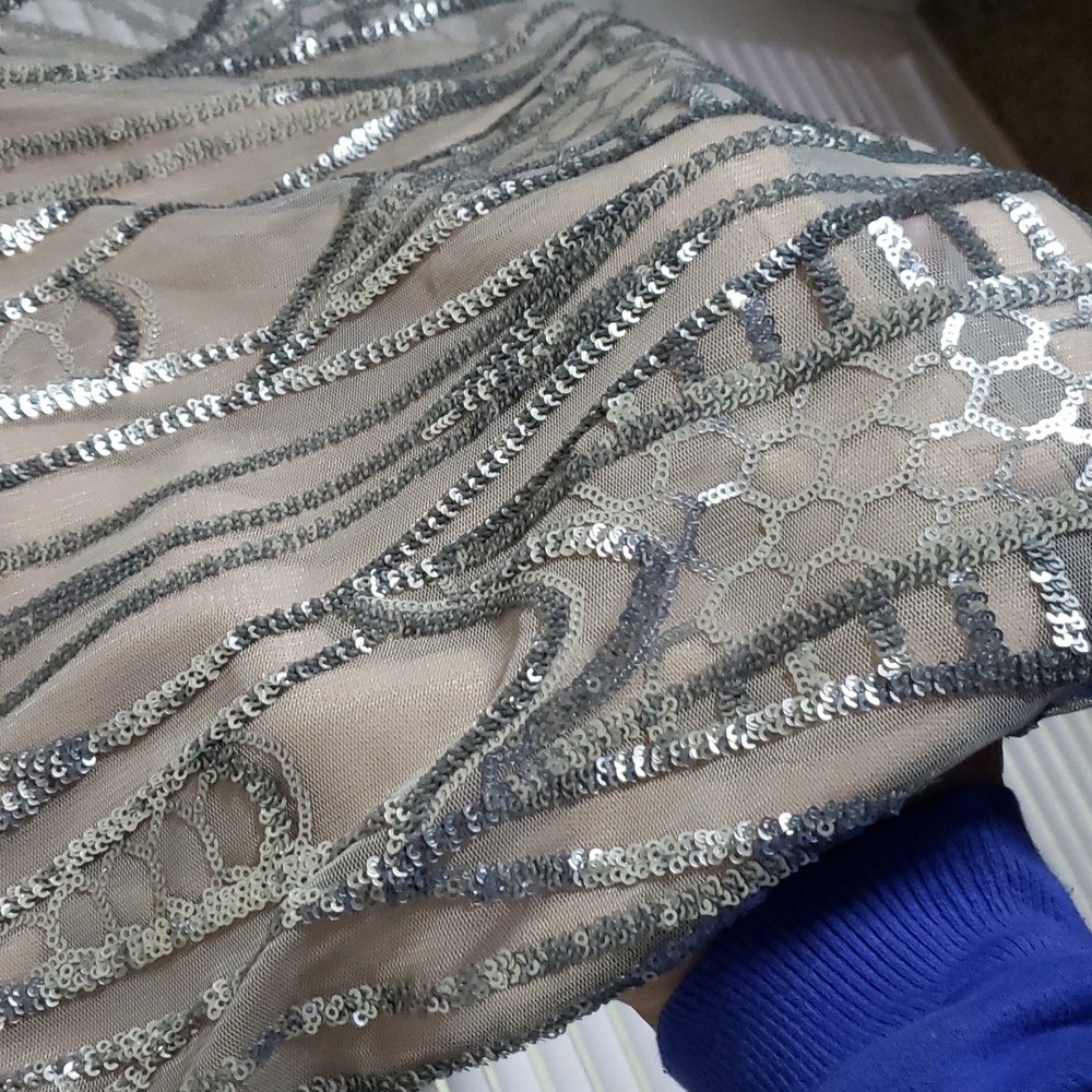 Calvin Klein Silver Sequin Nude Dress – Size 2 - Picture 4 of 11